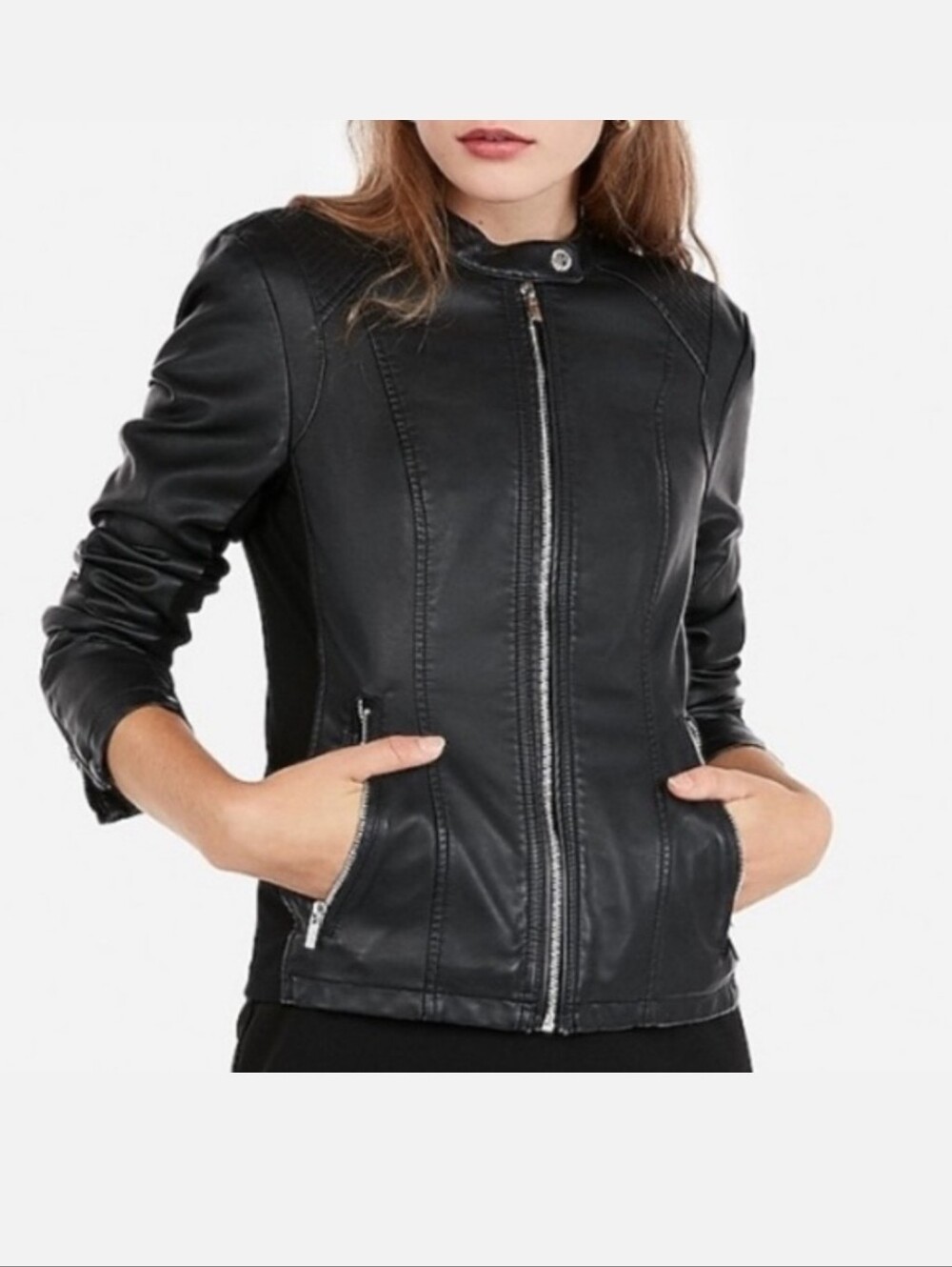 Express Black Faux Leather Moto Jacket